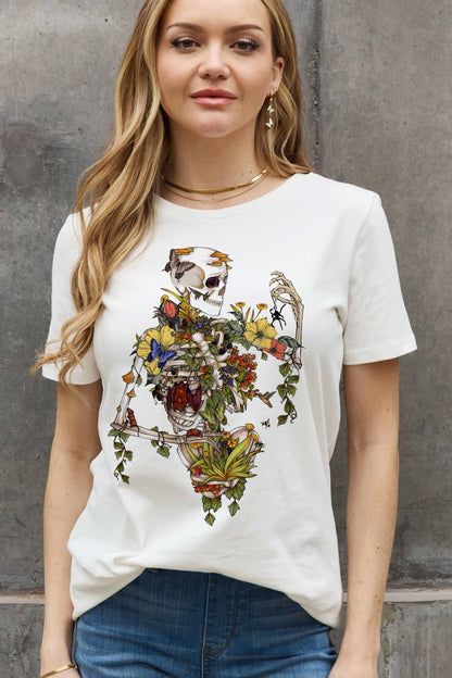 Simply Love Full Size Skeleton Graphic Cotton Tee-Teresa&#39;s Fashionista LLC