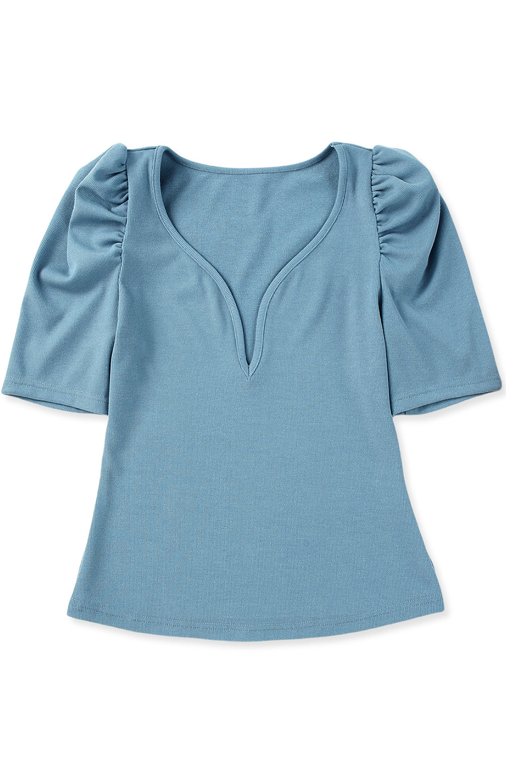 Deep V Puff Sleeve Top-Teresa&#39;s Fashionista LLC