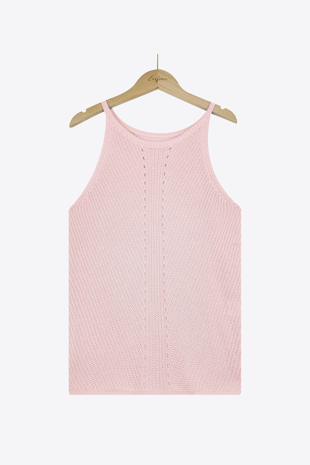 Openwork Grecian Neck Knit Tank Top-Teresa&#39;s Fashionista LLC