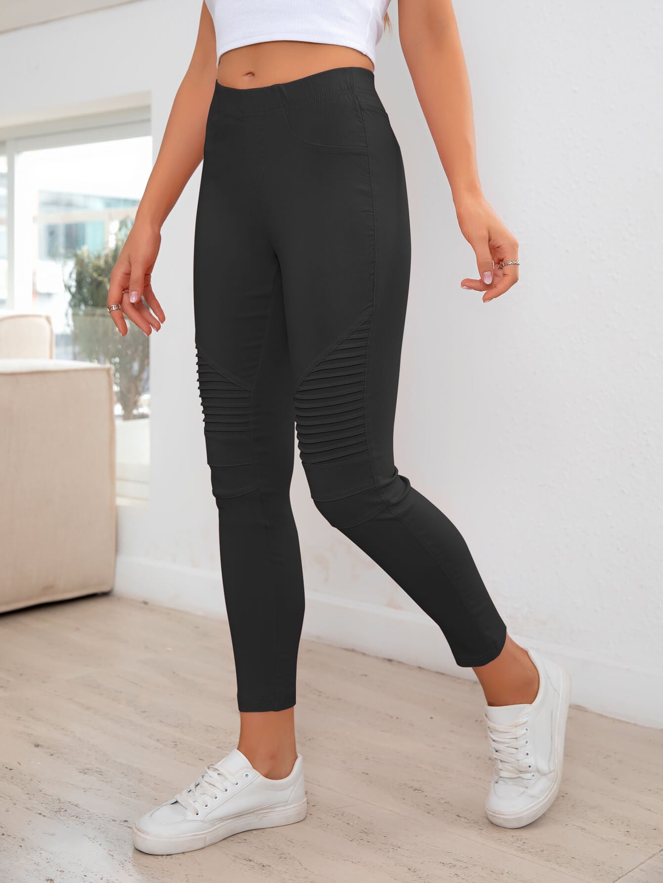 Ribbed Detail Leggings-Teresa&#39;s Fashionista LLC