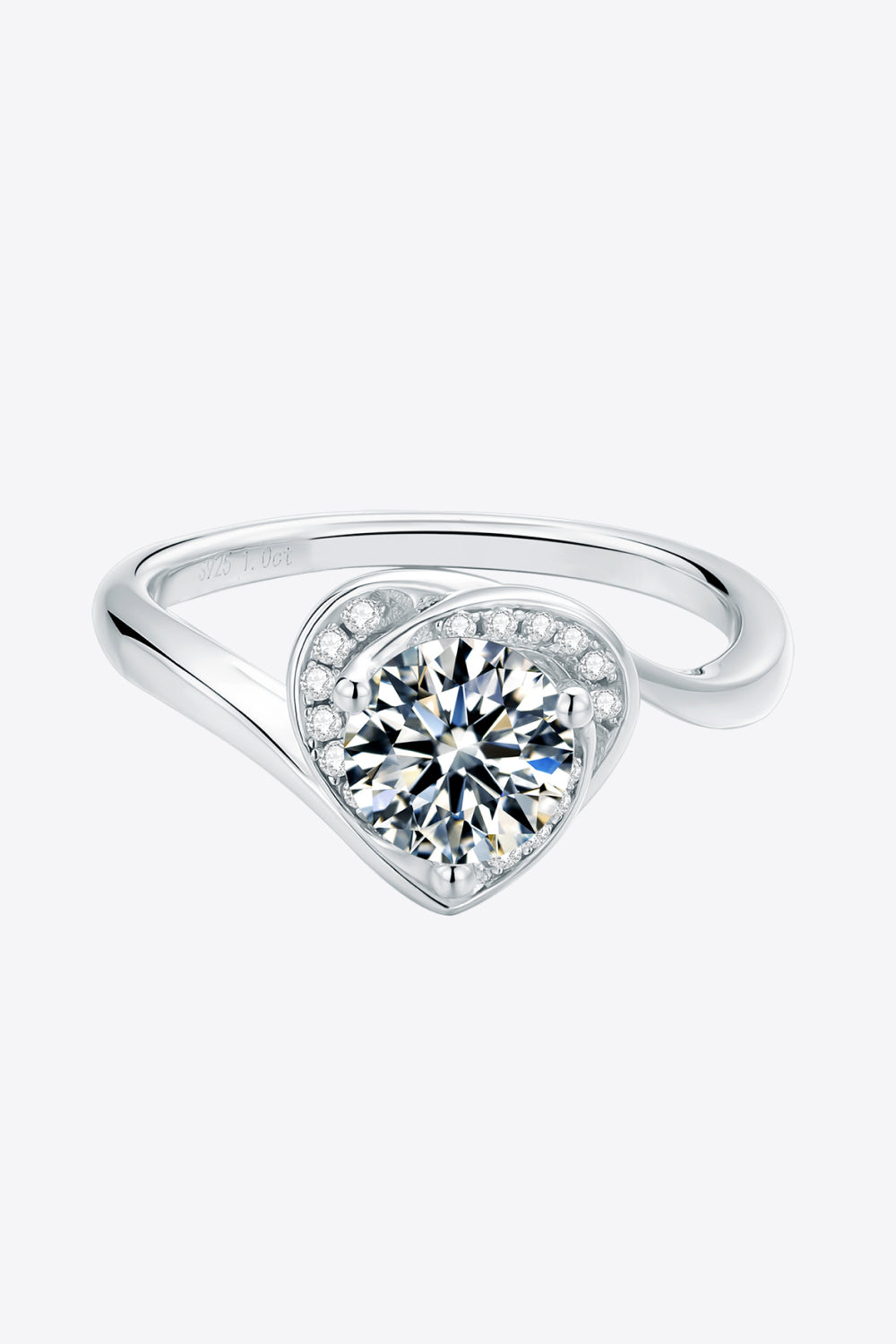 1 Carat Moissanite 925 Sterling Silver Heart Ring-Teresa&#39;s Fashionista LLC