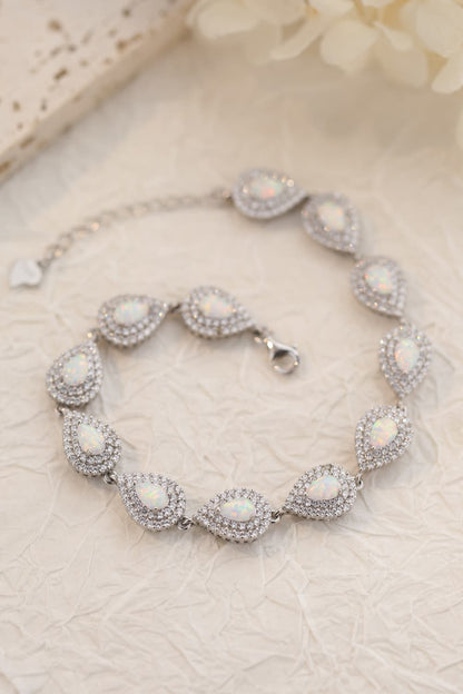 925 Sterling Silver Opal Bracelet-Teresa&#39;s Fashionista LLC