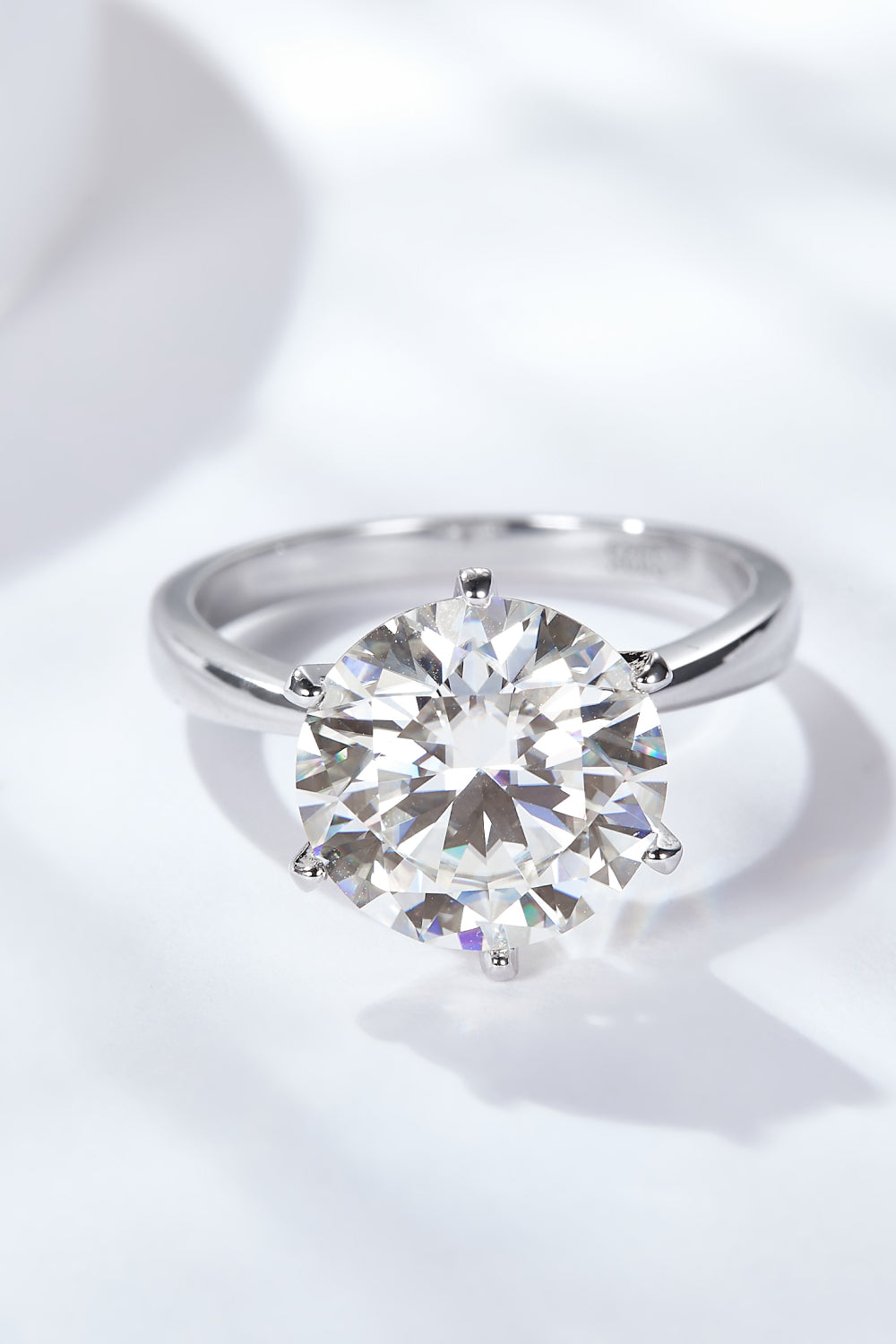 Platinum-Plated 5 Carat Moissanite Solitaire Ring-Teresa&#39;s Fashionista LLC