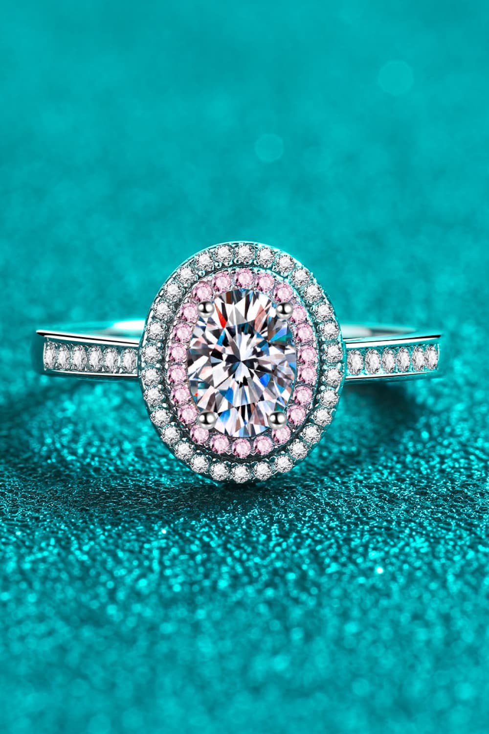 1 Carat Moissanite 925 Sterling Silver Halo Ring-Teresa&#39;s Fashionista LLC