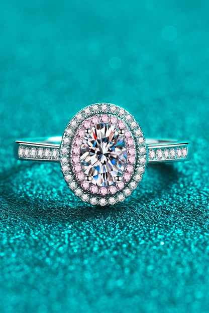 1 Carat Moissanite 925 Sterling Silver Halo Ring-Teresa&#39;s Fashionista LLC