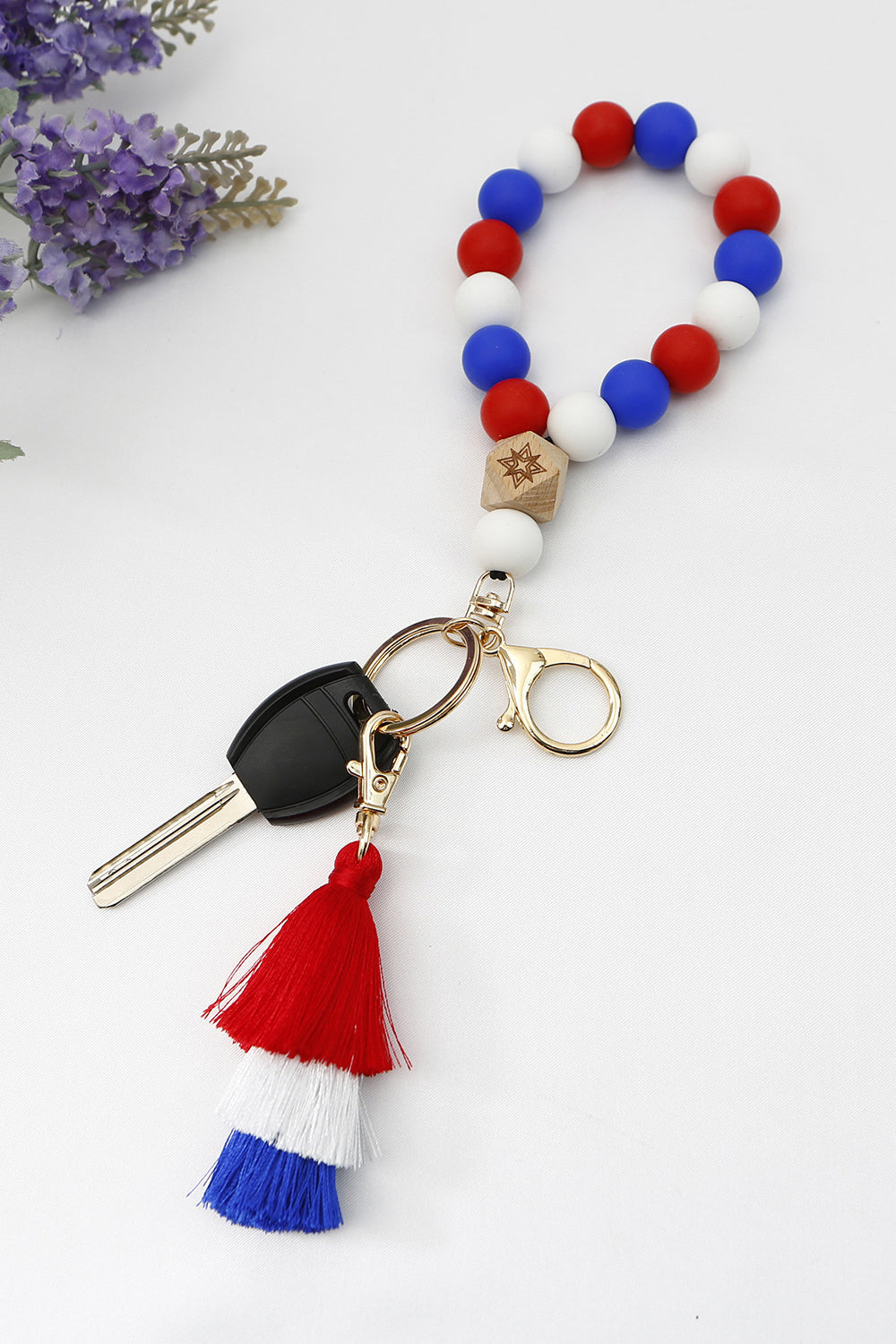 Contrast Tassel Silicone Bead Wristlet Key Chain-Teresa&#39;s Fashionista LLC