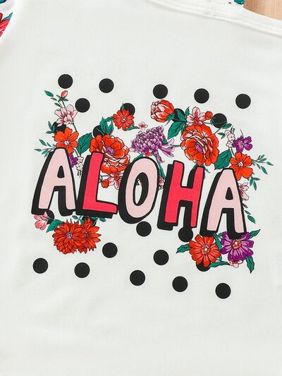 ALOHA Printed Bodysuit and Flare Pants Set-Teresa&#39;s Fashionista LLC