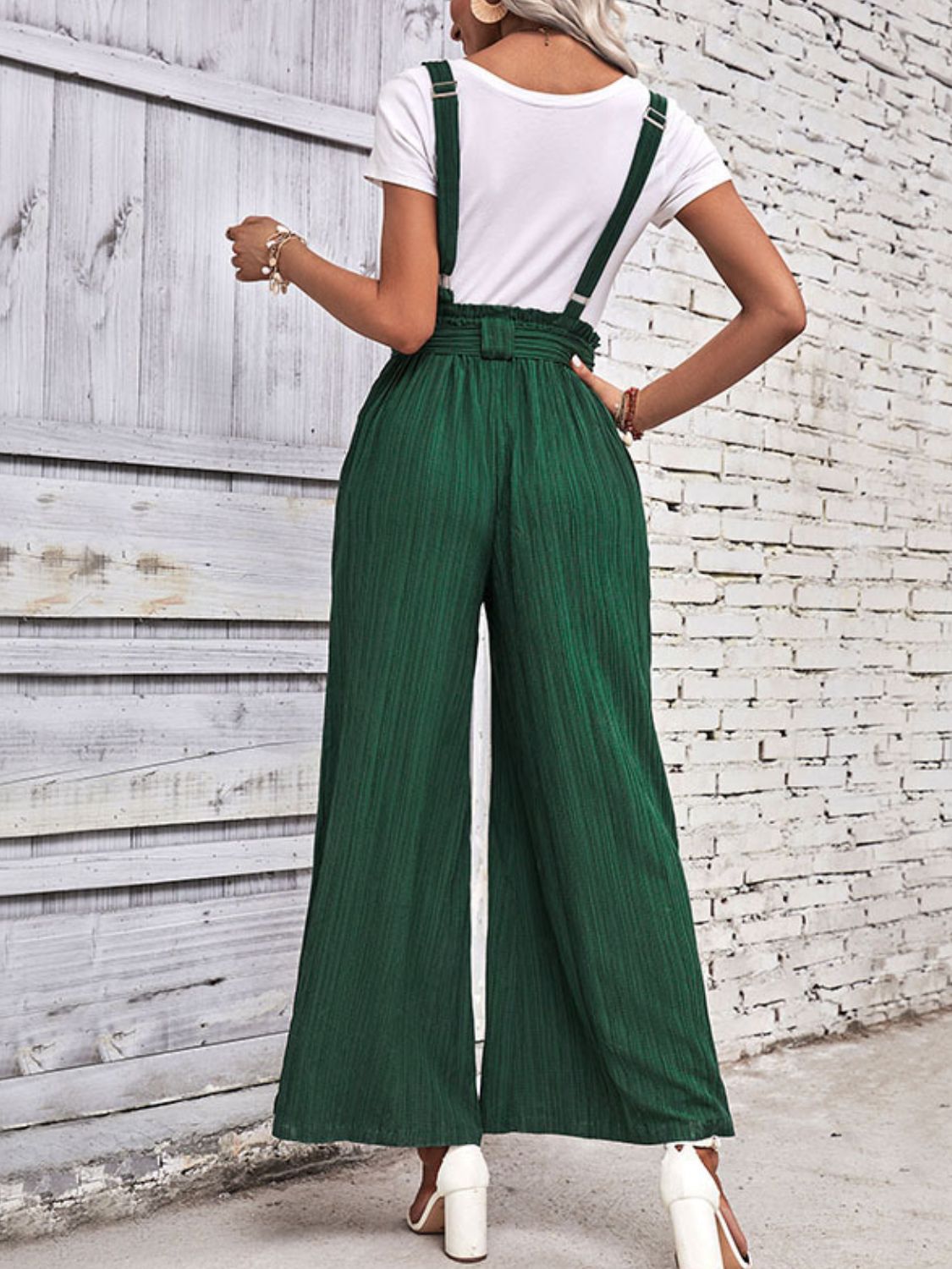 Tie Belt Wide Leg Overalls-Teresa&#39;s Fashionista LLC