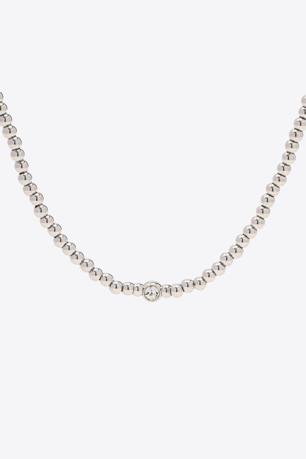 Inlaid Zircon Beaded Stainless Steel Necklace-Teresa&#39;s Fashionista LLC