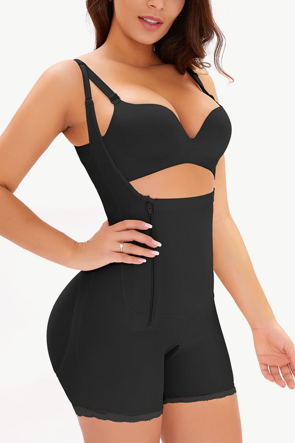 Full Size Side Zipper Under-Bust Shaping Bodysuit-Teresa&#39;s Fashionista LLC