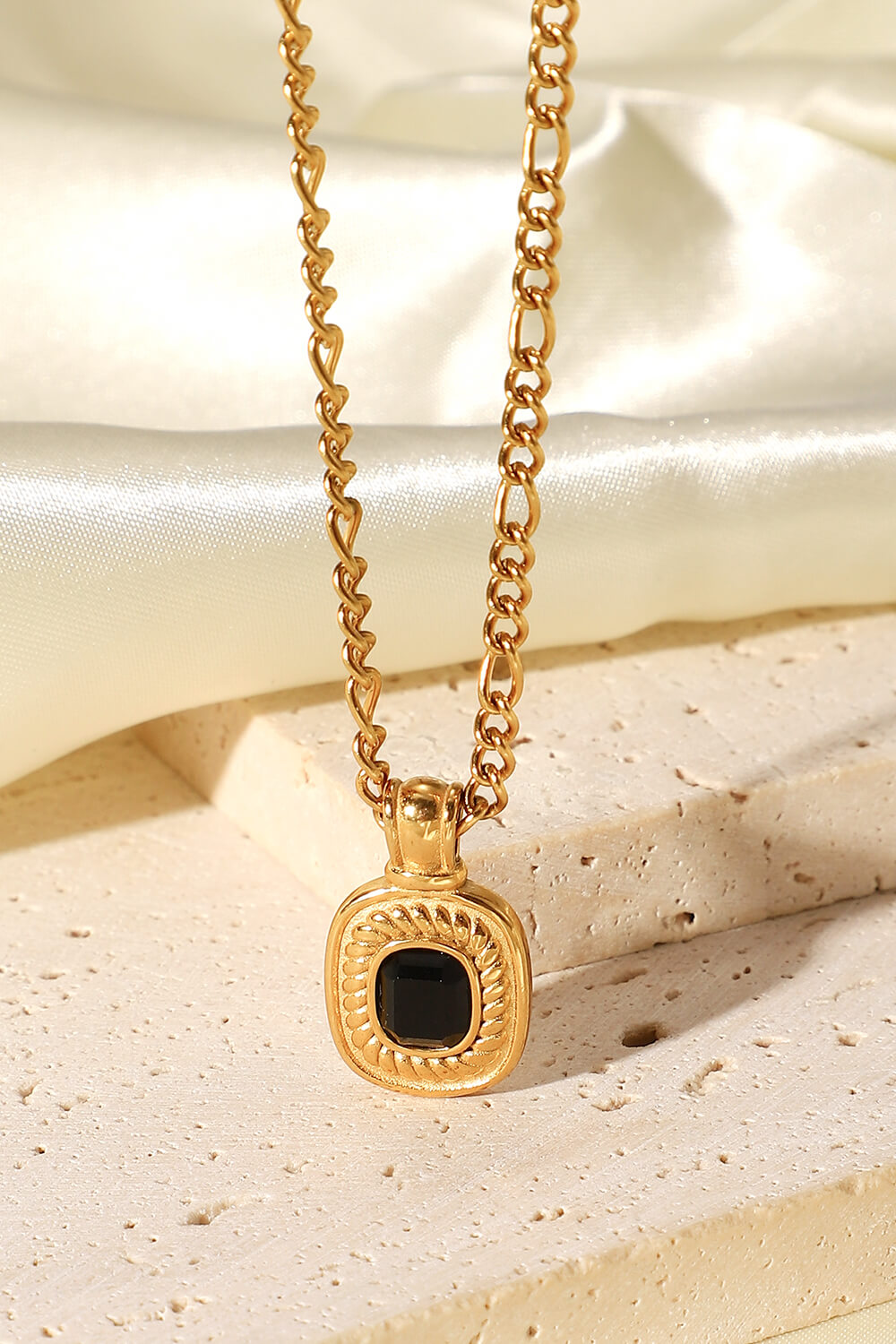 18K Gold Plated Inlaid Rhinestone Pendant Necklace-Teresa&#39;s Fashionista LLC