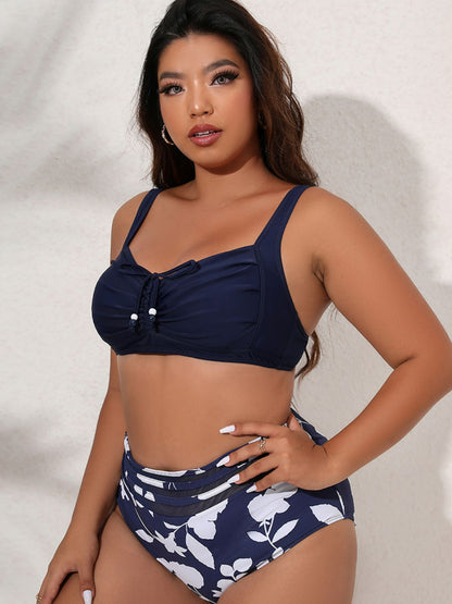 Plus Size Printed Gathered Detail Bikini Set-Teresa&#39;s Fashionista LLC