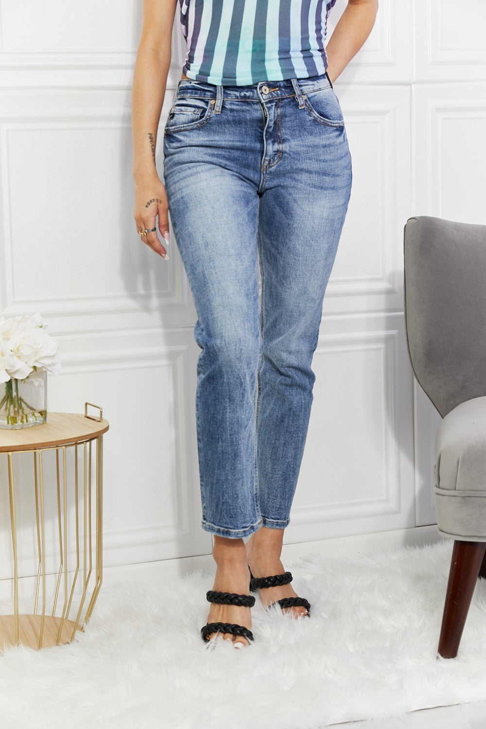 Kancan Full Size Amara High Rise Slim Straight Jeans-Teresa&#39;s Fashionista LLC