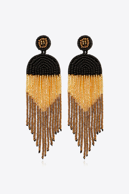 Beaded Fringe Dangle Earrings-Teresa&#39;s Fashionista LLC