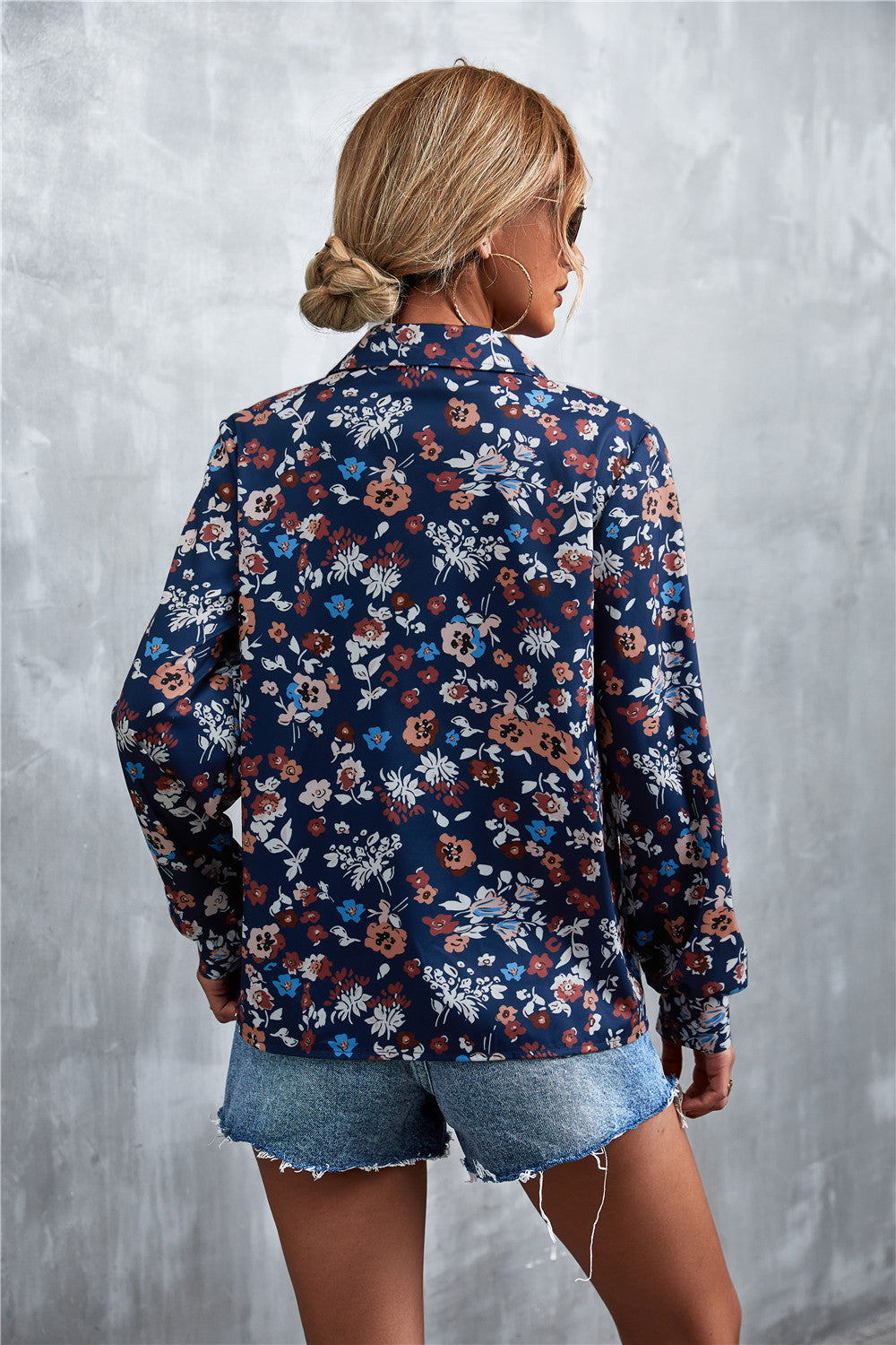 Printed Button Down Long Sleeve Shirt-Teresa&#39;s Fashionista LLC