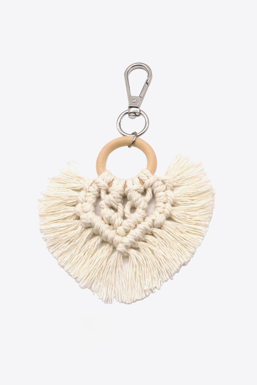 Assorted 4-Pack Heart-Shaped Macrame Fringe Keychain-Teresa&#39;s Fashionista LLC