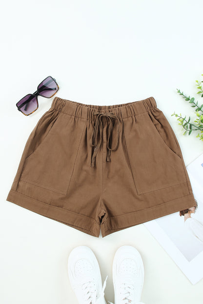 Drawstring Elastic Waist Pocket Shorts-Teresa&#39;s Fashionista LLC