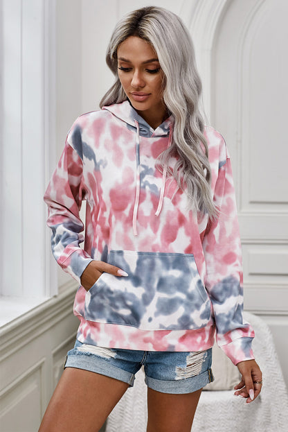 Tie-Dye Dropped Shoulder Drawstring Hoodie-Teresa&#39;s Fashionista LLC