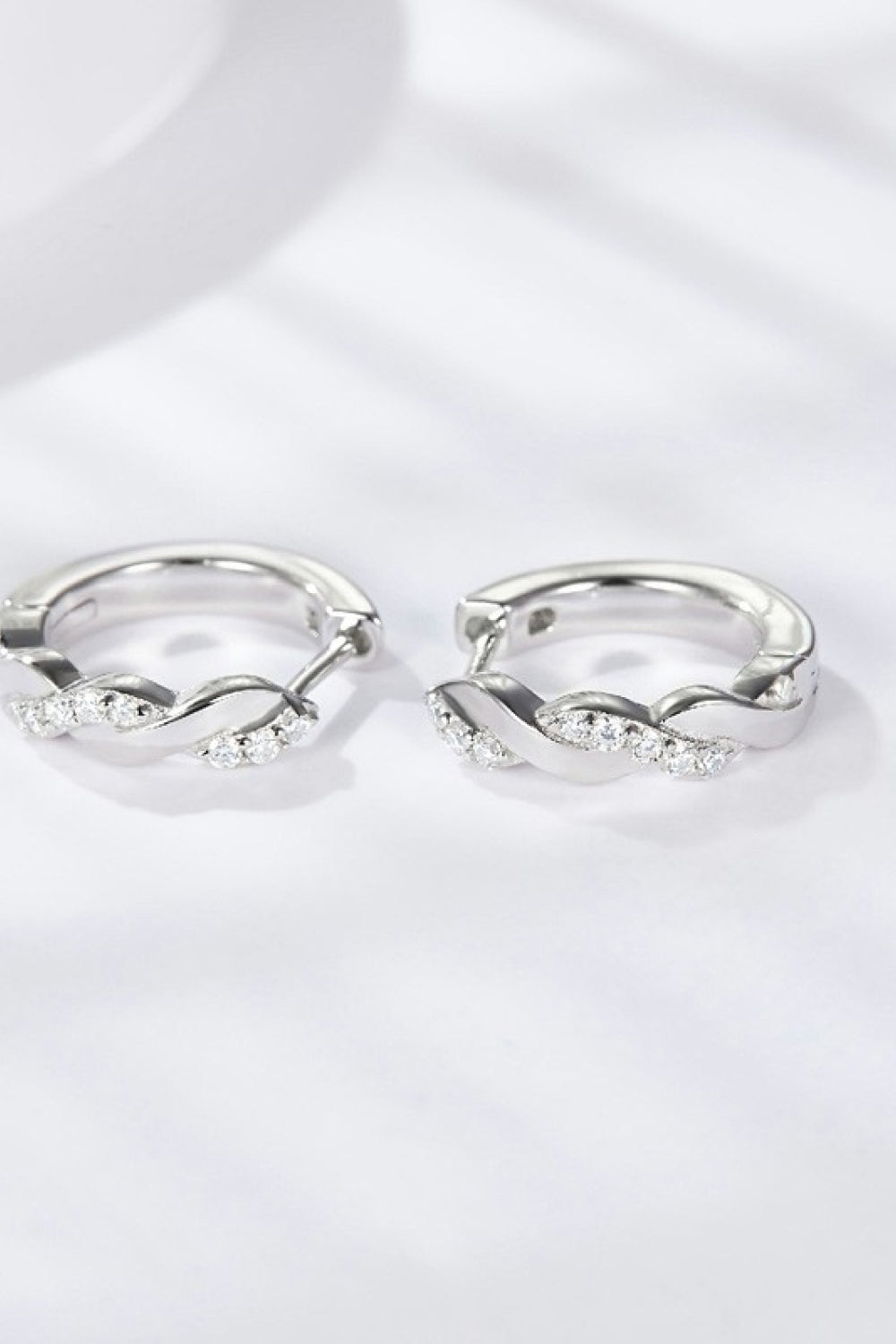 Moissanite Twisted Platinum-Plated Earrings-Teresa&#39;s Fashionista LLC