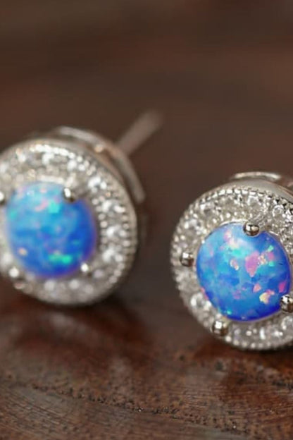 Opal 4-Prong Round Stud Earrings-Teresa&#39;s Fashionista LLC