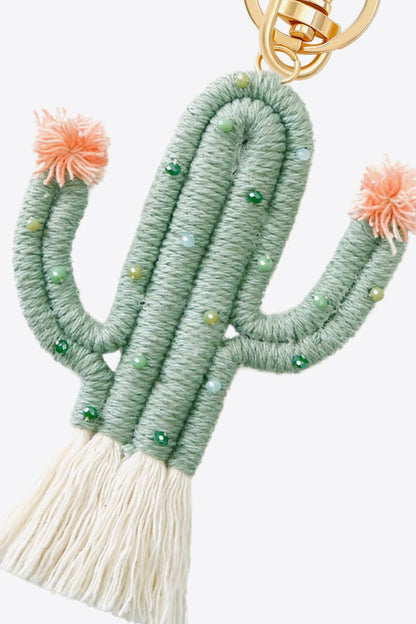 Bead Trim Cactus Keychain with Fringe-Teresa&#39;s Fashionista LLC