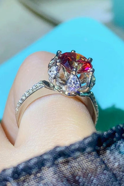 2 Carat Moissanite 6-Prong Ring in Phoenix Fire-Teresa&#39;s Fashionista LLC