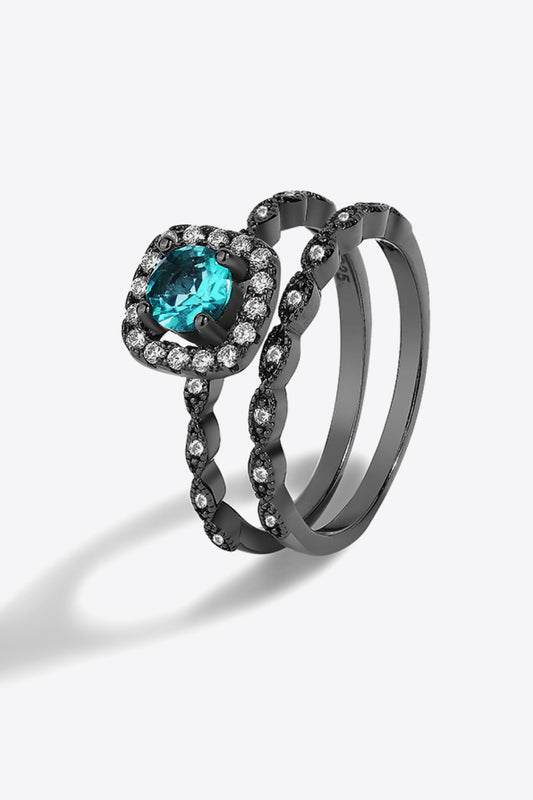 2-Piece Paraiba Tourmaline Ring Set-Teresa&#39;s Fashionista LLC