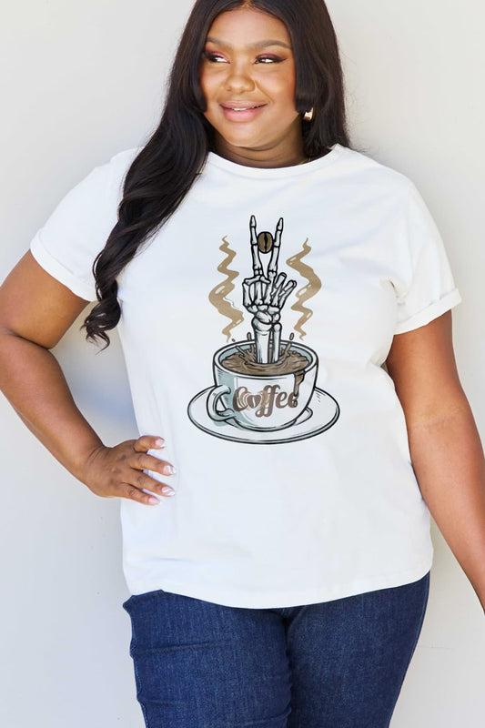 Simply Love Full Size COFFEE Graphic Cotton Tee-Teresa&#39;s Fashionista LLC