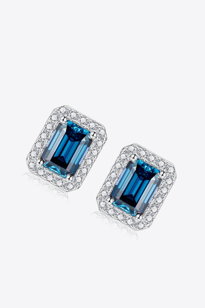 2 Carat Moissanite Stud Earrings in Indigo-Teresa&#39;s Fashionista LLC