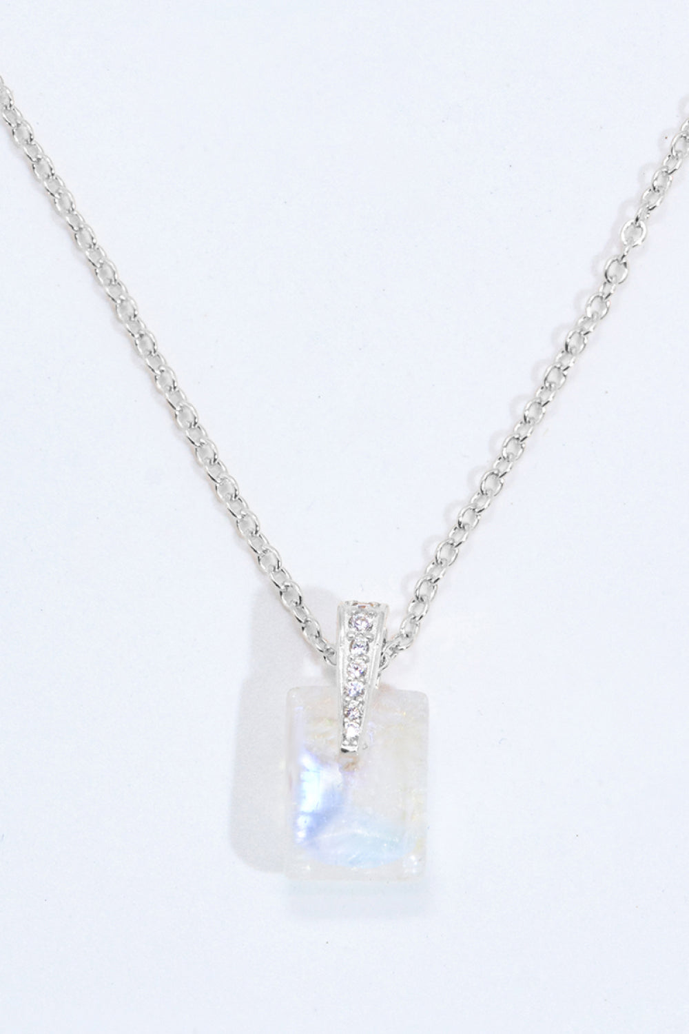 925 Sterling Silver Natural Moonstone Pendant Necklace-Teresa&#39;s Fashionista LLC