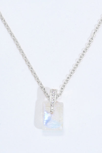 925 Sterling Silver Natural Moonstone Pendant Necklace-Teresa&#39;s Fashionista LLC