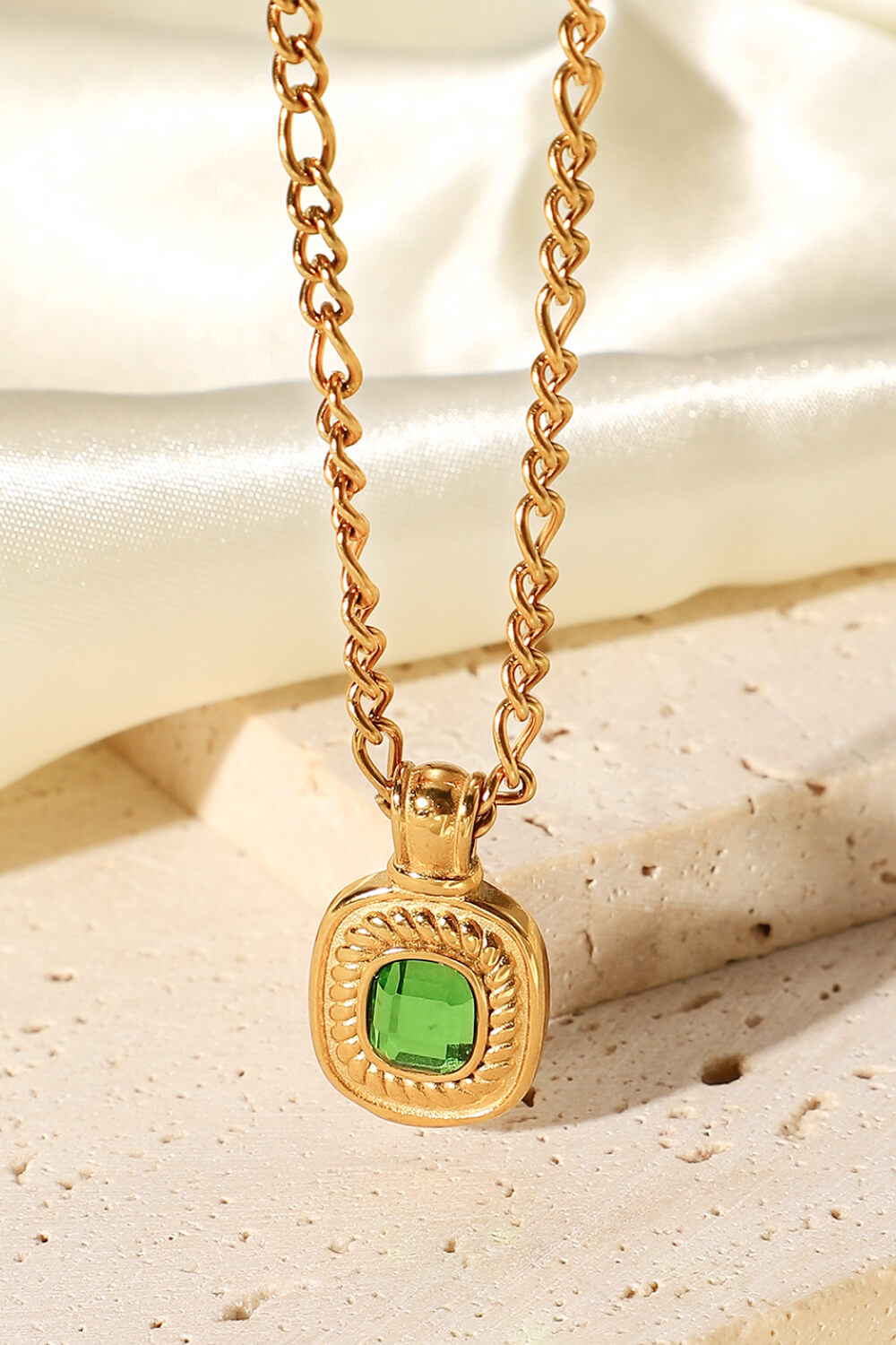 18K Gold Plated Inlaid Rhinestone Pendant Necklace-Teresa&#39;s Fashionista LLC