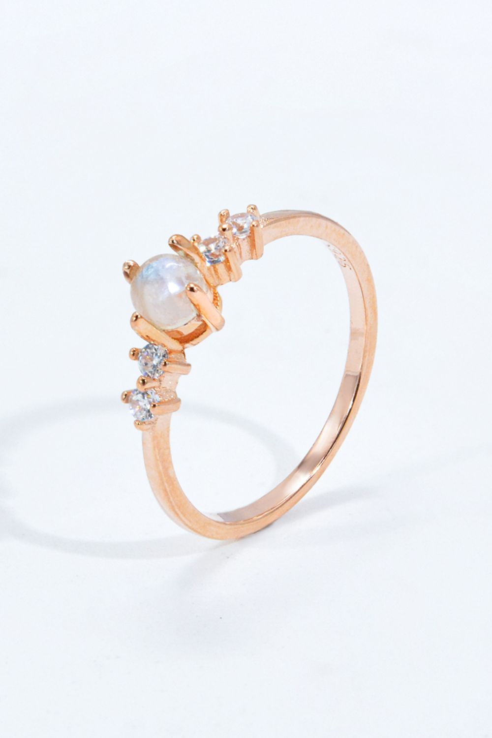 Natural Moonstone and Zircon 18K Rose Gold-Plated Ring-Teresa&#39;s Fashionista LLC