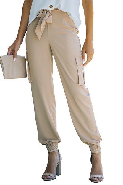 Tied High Waist Cargo Joggers-Teresa&#39;s Fashionista LLC