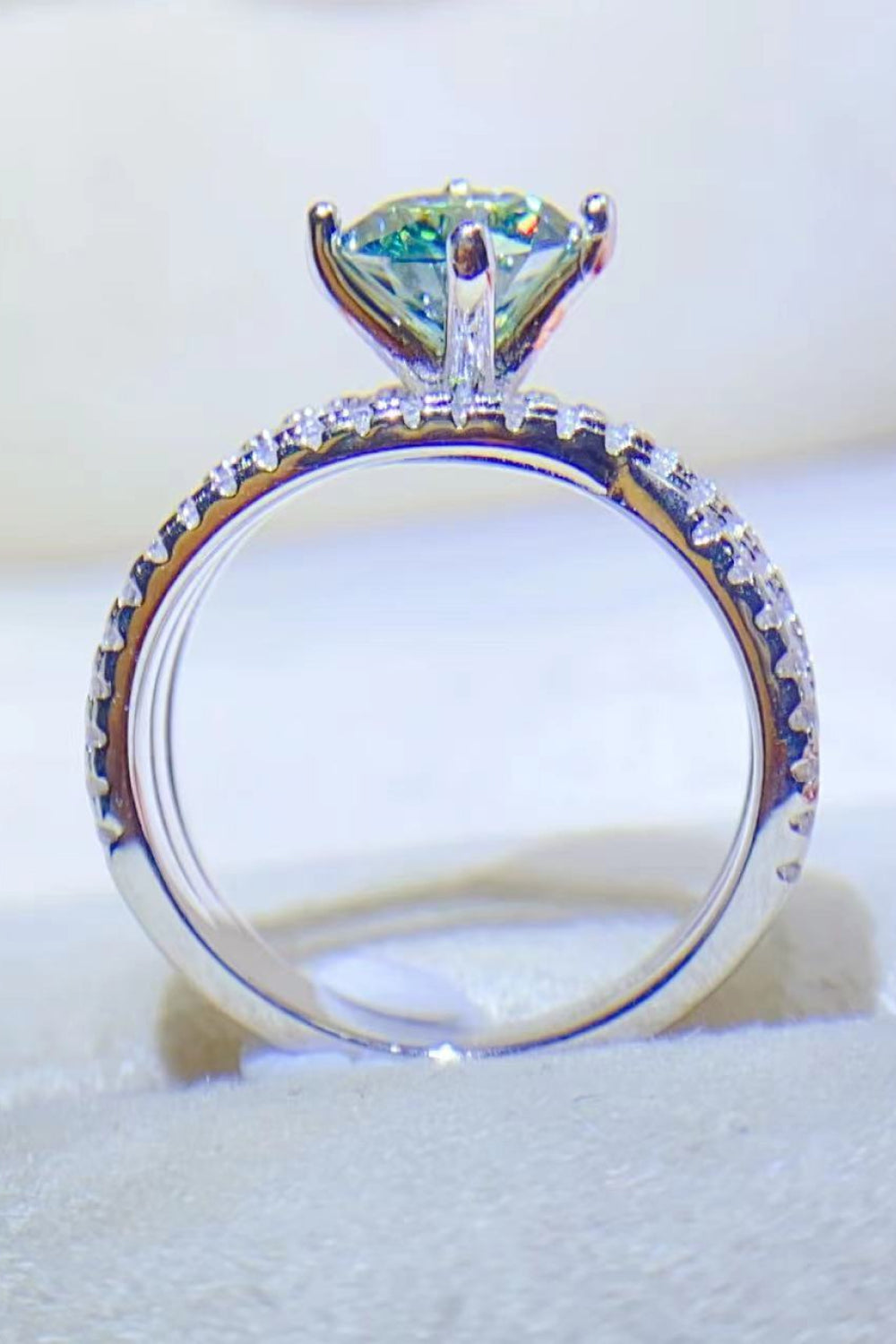 1 Carat Moissanite Contrast 925 Sterling Silver Ring-Teresa&#39;s Fashionista LLC