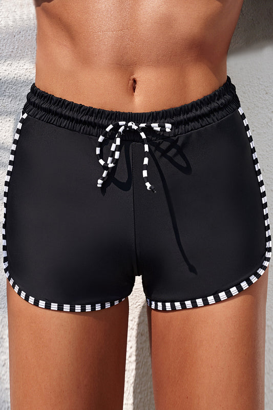Full Size Contrast Drawstring Waist Swim Shorts - Teresa's Fashionista LLC