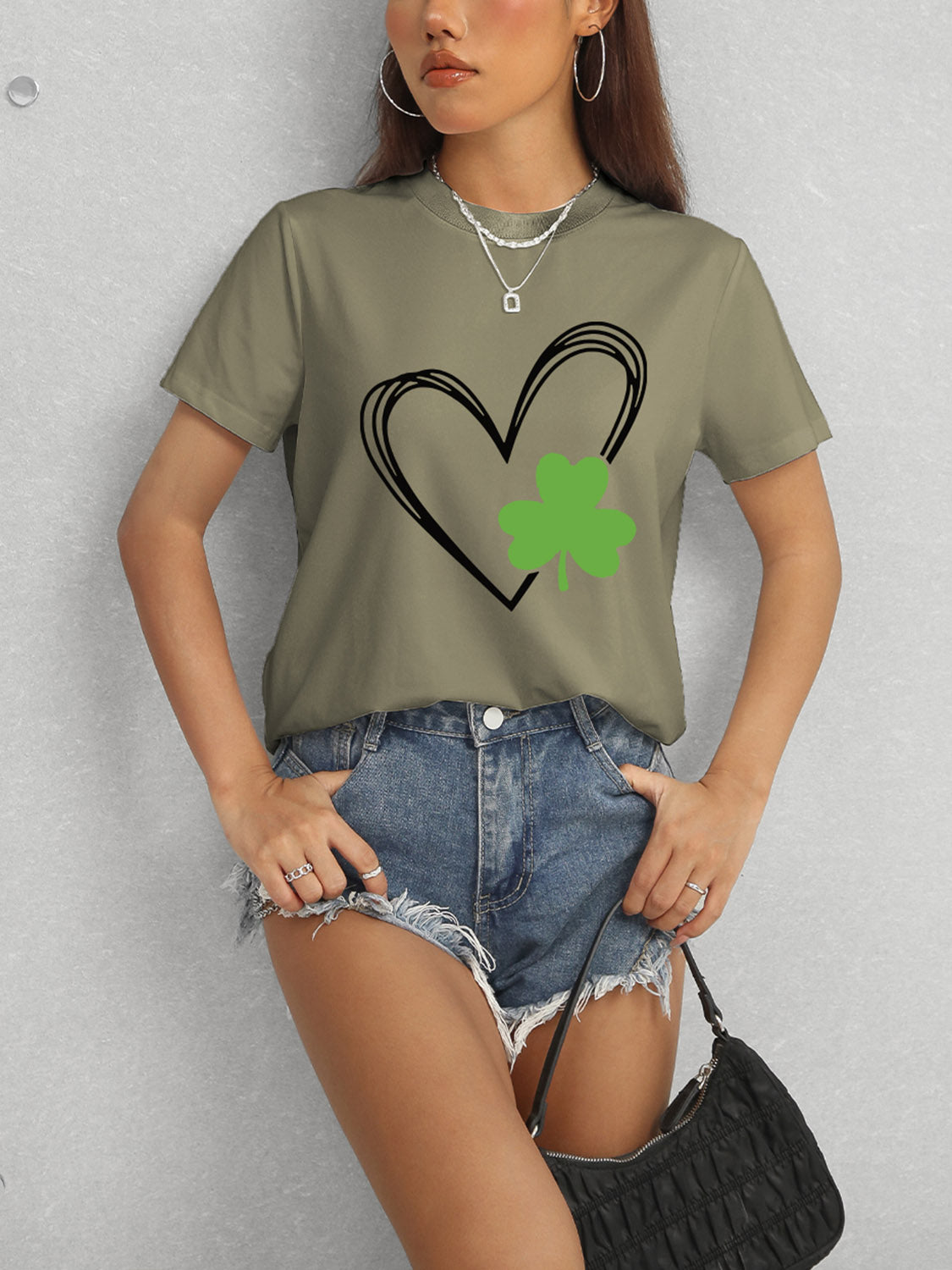 Heart Lucky Clover Short Sleeve T-Shirt-Teresa&#39;s Fashionista LLC