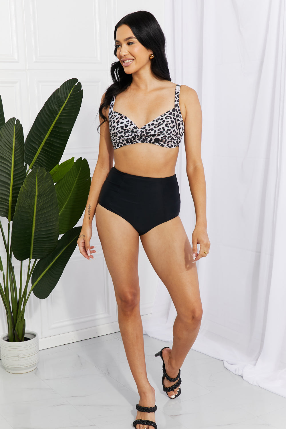 Marina West Swim Take A Dip Twist High-Rise Bikini in Leopard-Teresa&#39;s Fashionista LLC