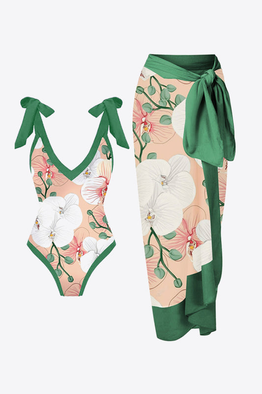 Floral V-Neck Two-Piece Swim Set-Teresa&#39;s Fashionista LLC