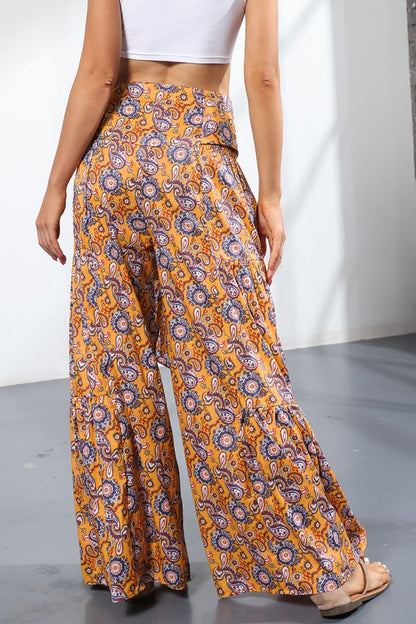 Printed High-Rise Tied Culottes-Teresa&#39;s Fashionista LLC