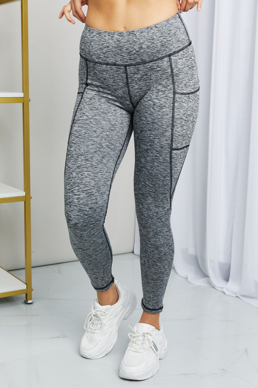 Rae Mode Full Size Heathered Wide Waistband Yoga Leggings-Teresa&#39;s Fashionista LLC