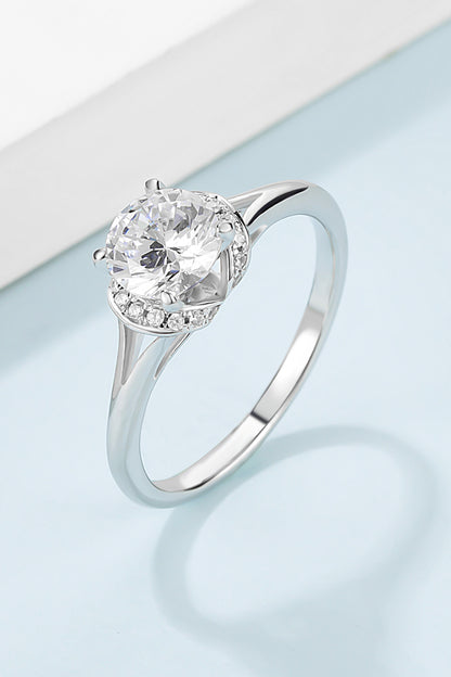 1 Carat Moissanite 925 Sterling Silver Split Shank Ring-Teresa&#39;s Fashionista LLC