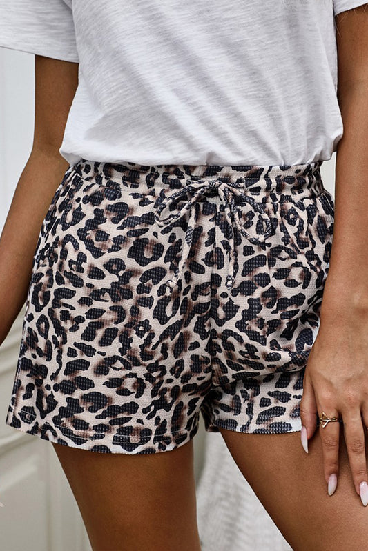 Leopard Drawstring Waist Shorts - Teresa's Fashionista LLC