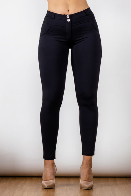 Full Size Contrast Detail Buttoned Leggings-Teresa&#39;s Fashionista LLC