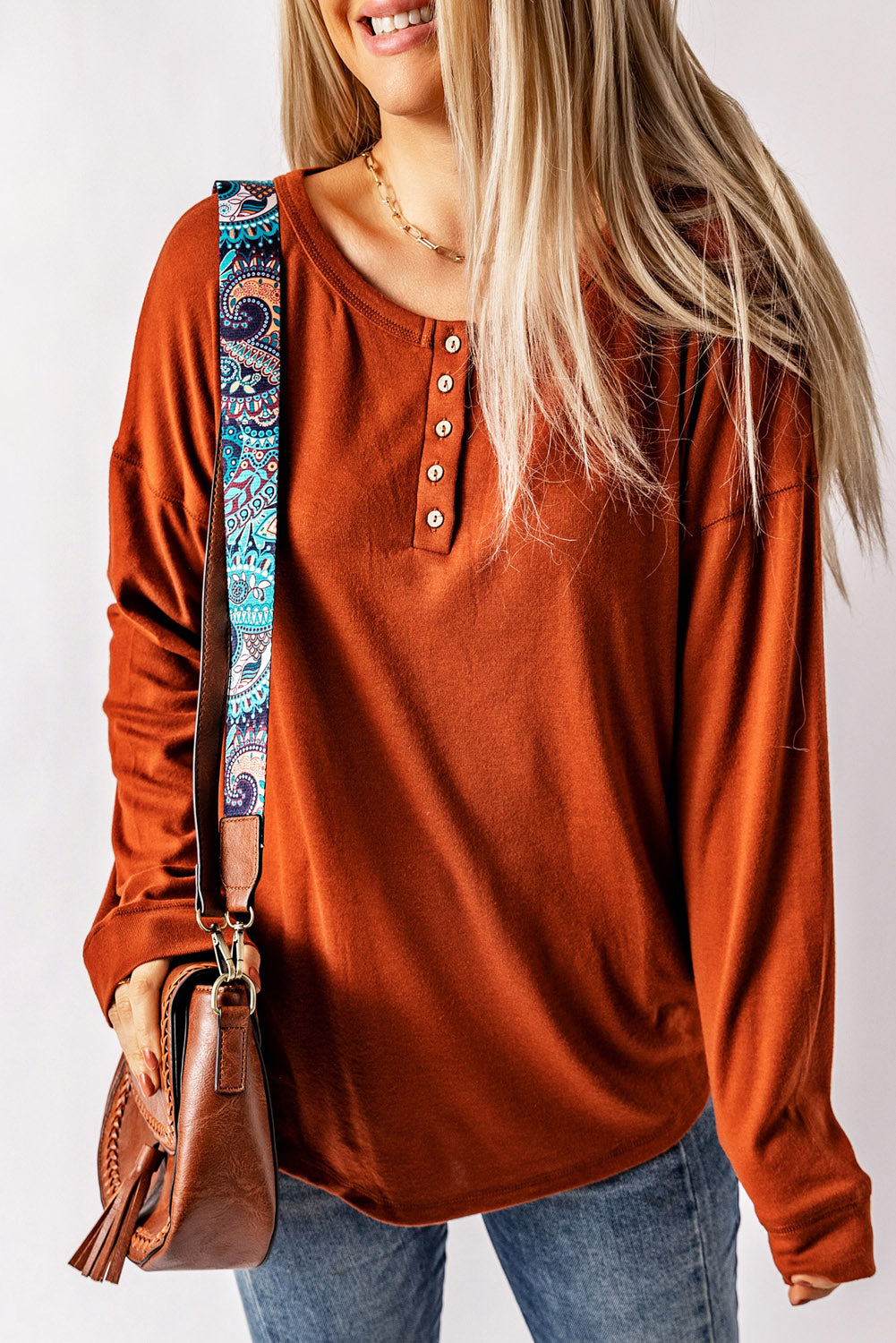 Long Sleeve Henley Top-Teresa&#39;s Fashionista LLC