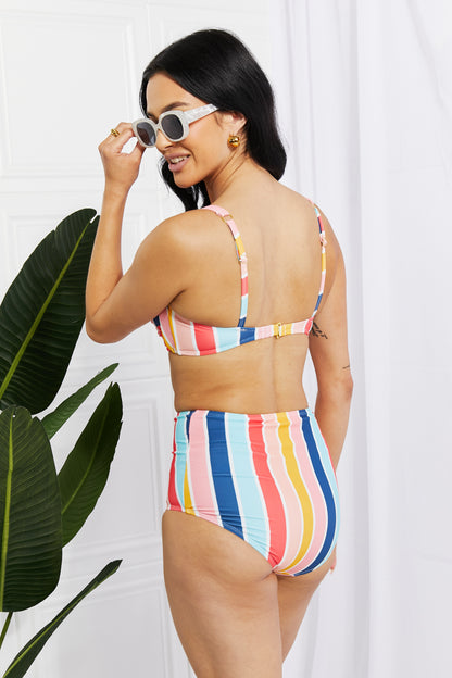 Marina West Swim Take A Dip Twist High-Rise Bikini in Stripe-Teresa&#39;s Fashionista LLC