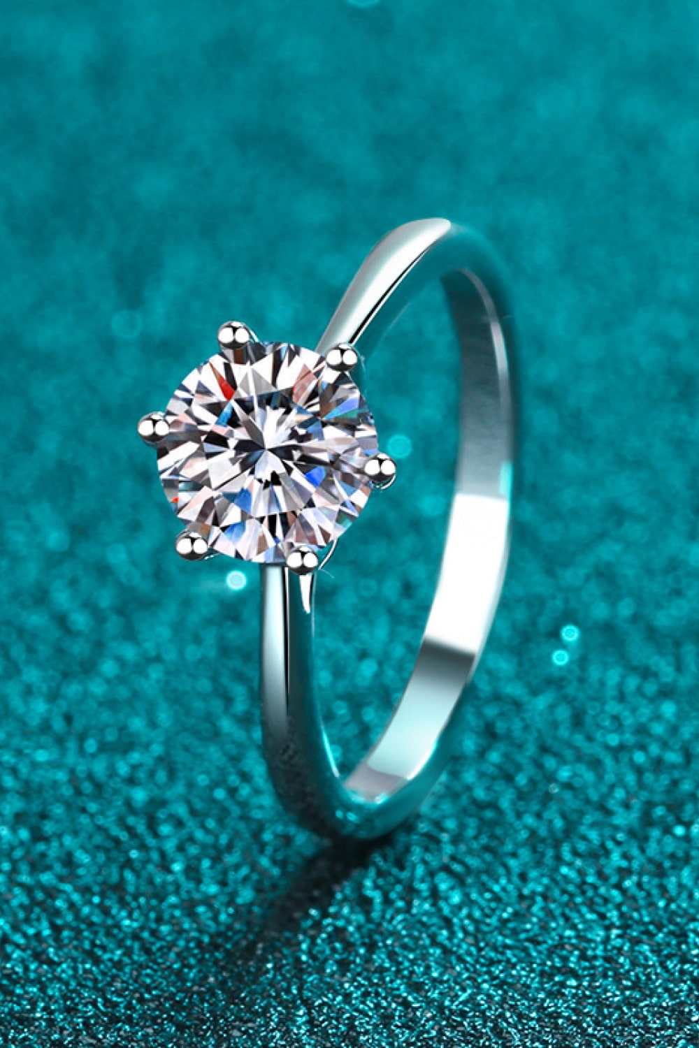 Moissanite 6-Prong Adjustable Ring-Teresa&#39;s Fashionista LLC