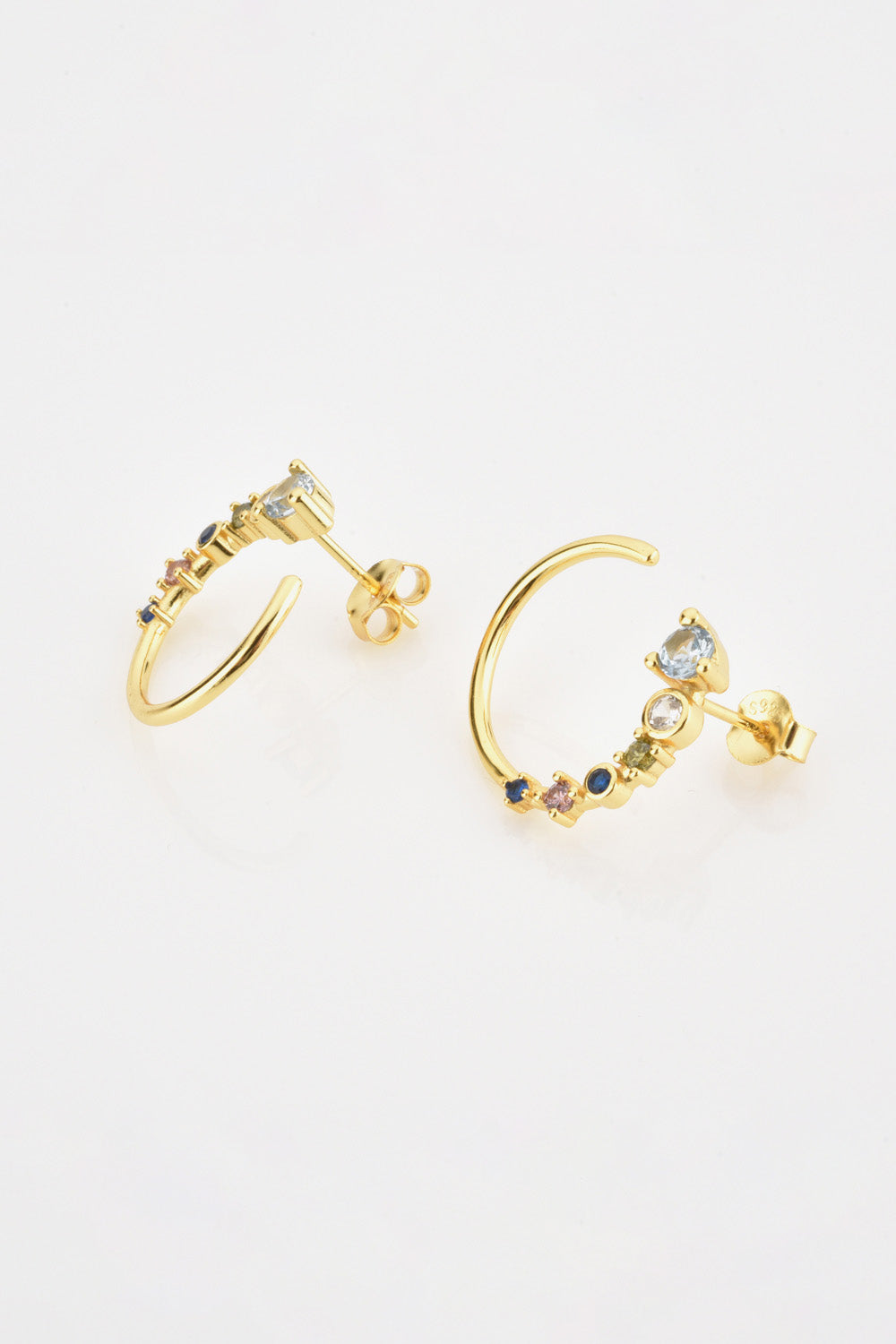 18K Gold-Plated 925 Sterling Silver C-Hoop Earrings-Teresa&#39;s Fashionista LLC