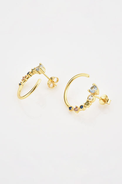 18K Gold-Plated 925 Sterling Silver C-Hoop Earrings-Teresa&#39;s Fashionista LLC