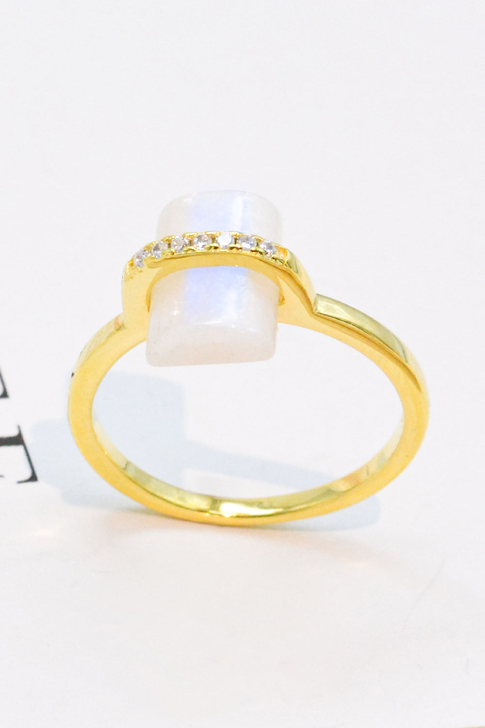 Natural Moonstone Platinum-Plated Ring-Teresa&#39;s Fashionista LLC